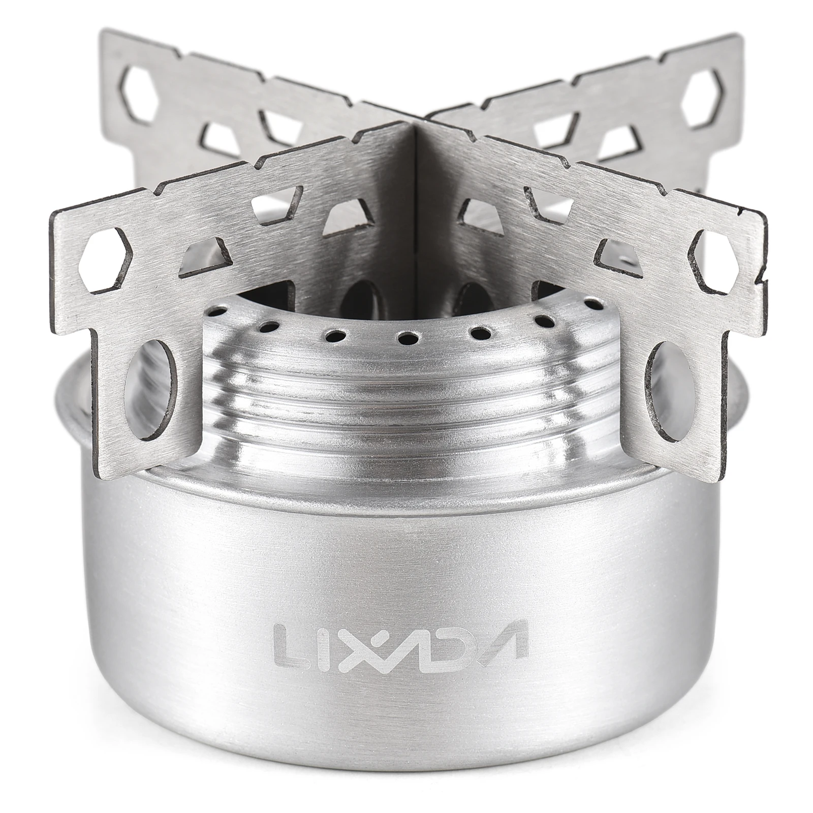 Lixada Camping Stove Mini Alcohol Stove Outdoor Portable Aluminum Alloy Hiking Backpacking Cooking Stove with Lid Cookware