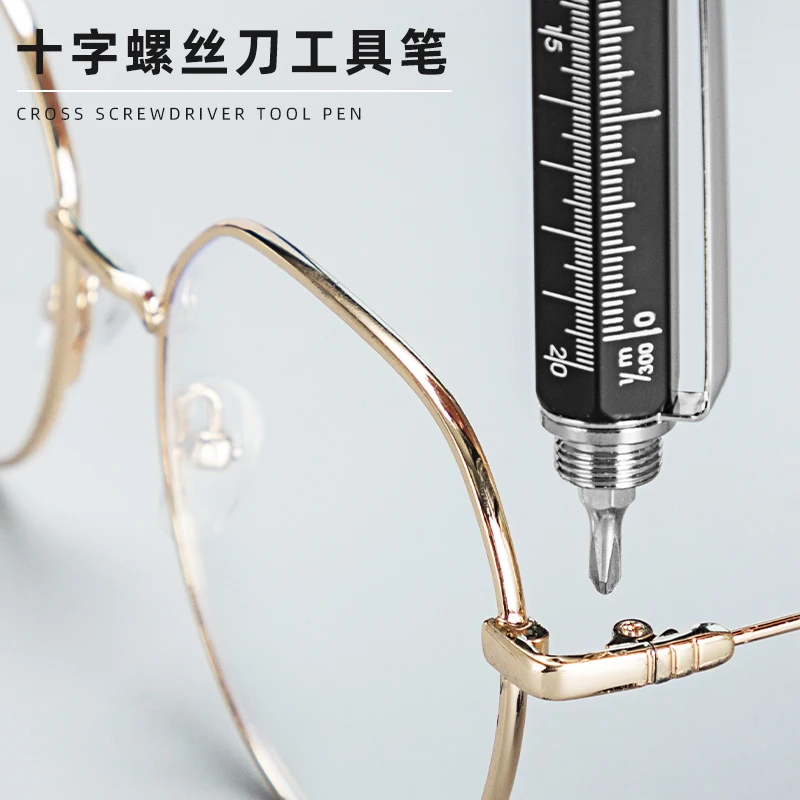 눈금자 레벨 게이지, 터치 스크린 펜, 십자 드라이버, 수준기, 금속 볼펜 스타일로가 포함된 6in1 다기능 도구 펜