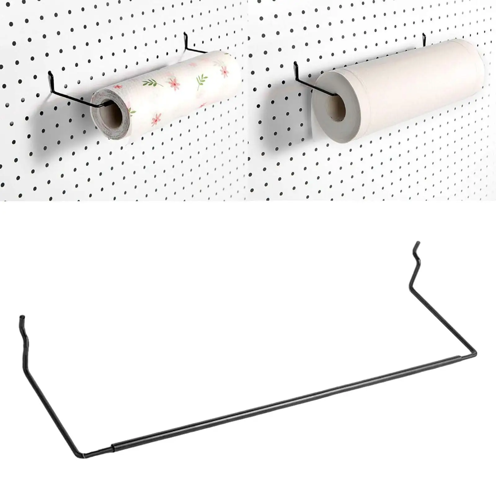 Pegboard Paper Towel Holder Paper Roll Holder Metal Pegboard Organization Hook for Bathroom Workbench Workshop Garage Tool Shed paper towel holder