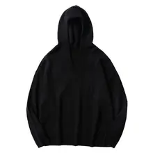 2022 Men Hooded Pullover Sweater Women Autumn Casual Loose Thick V-Neck Wool Knitted Oversize Harajuku Streetwear Knitwear Tops