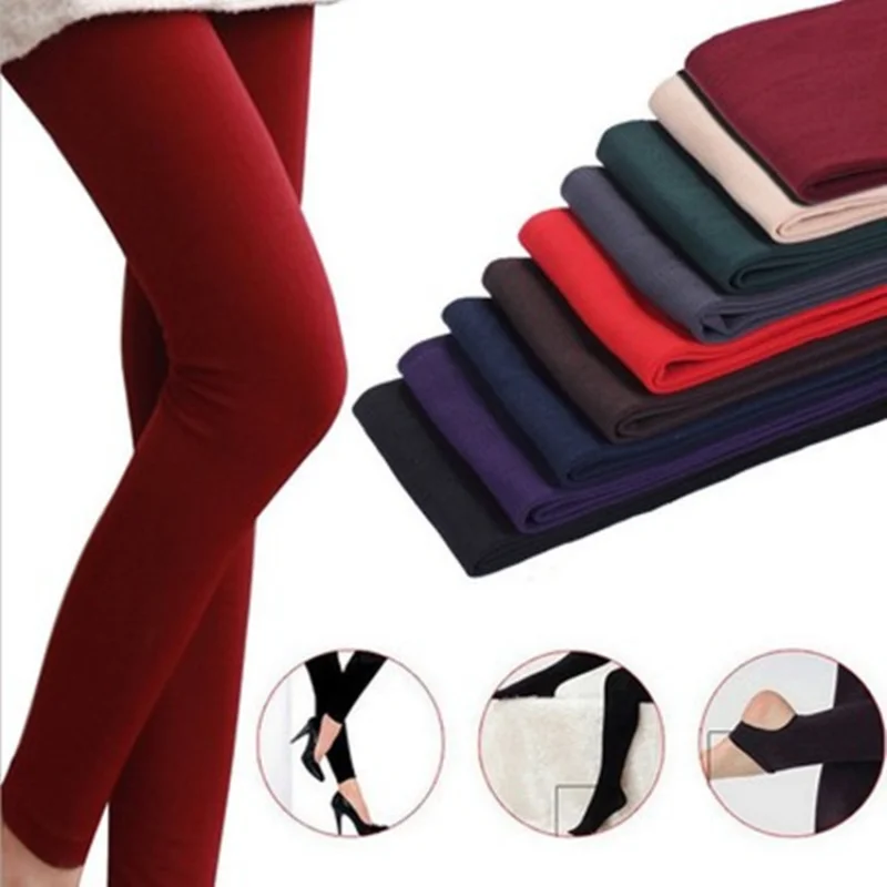 Mallas térmicas gruesas con forro Polar para mujer, pantalones de cintura  alta, pantimedias de lana, terciopelo, Invierno - AliExpress