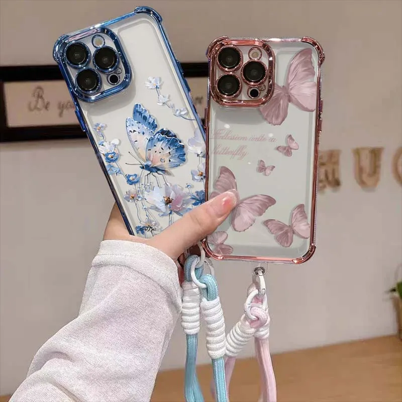 Butterfly Design Phone Case with Strap Cover