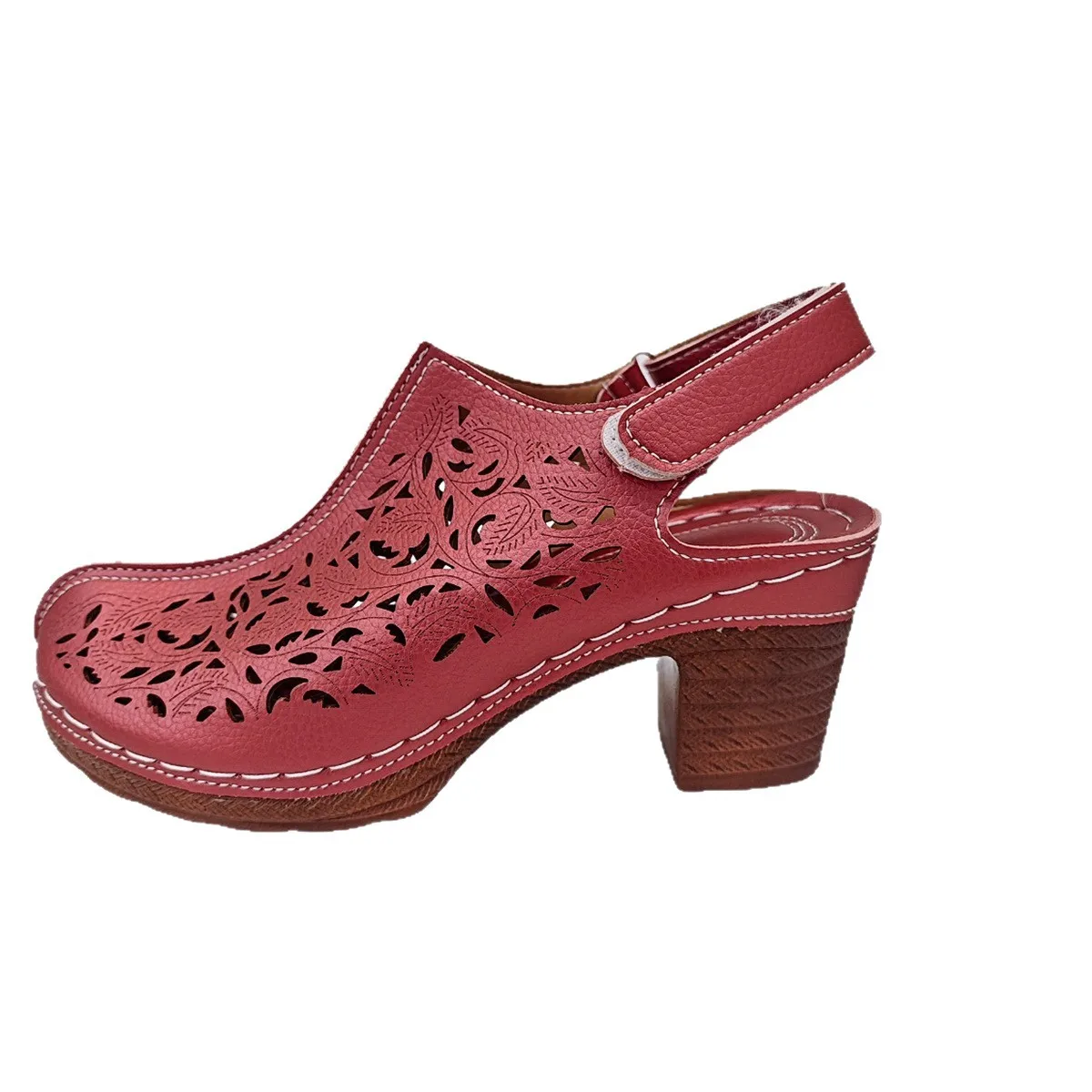 Women's High Heel Hollow Sandals Summer Large Size Comfortable Toe Sandals for Women Casual Commuter Leather Roman Sandals New