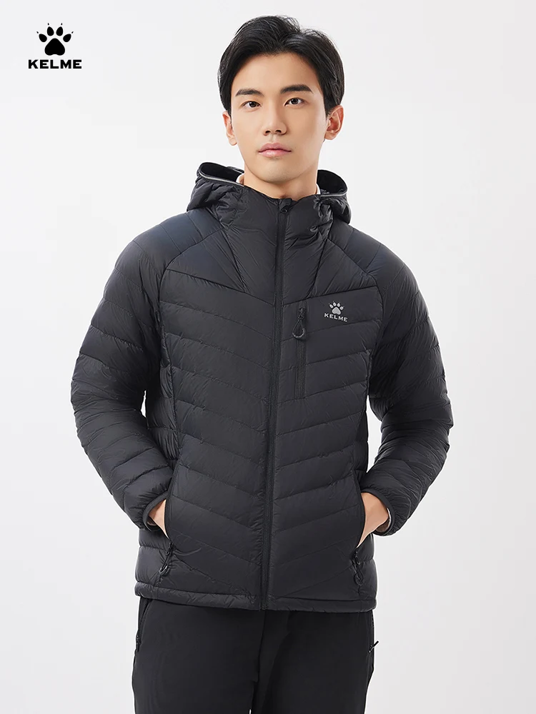 Kelme Outdoor Lightweight Down Jacket Men's Winter New Hooded Warm Pork Rib Windproof Mountaineering Jacket 4