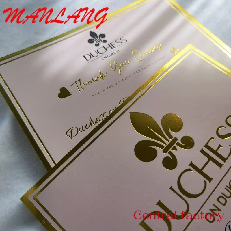 

Custom Luxury Custom Metallic Gold Foil business card/postcard/wedding card/thank you card With Logo
