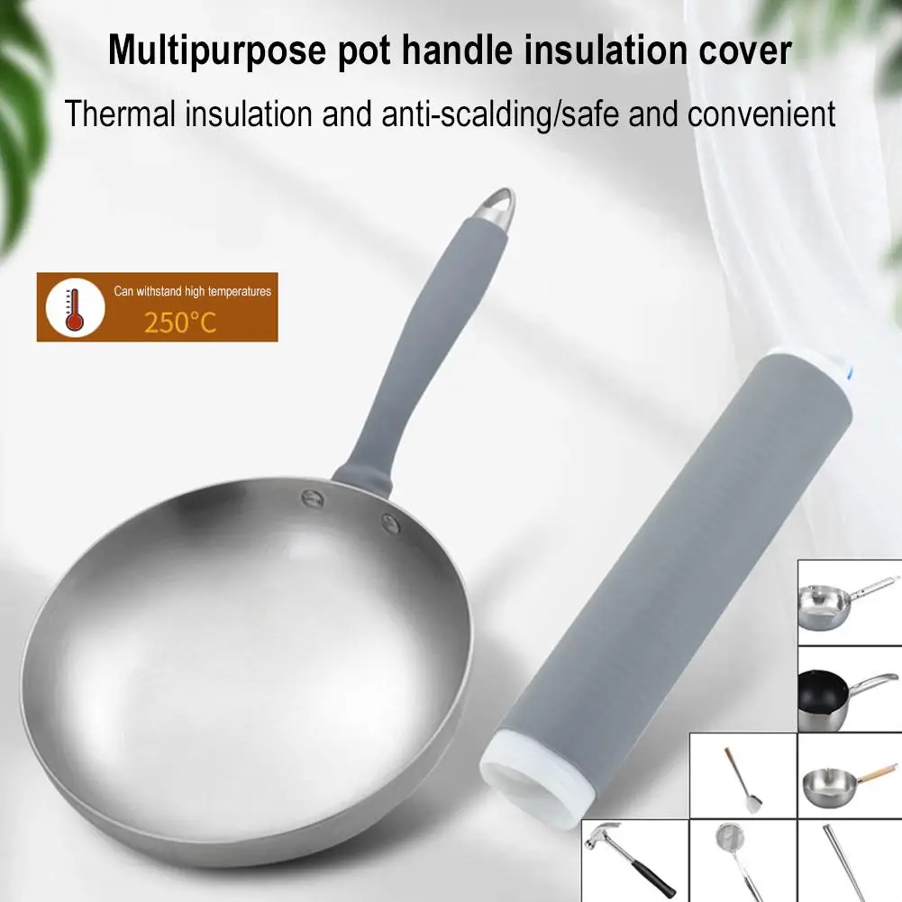 Heat Insulation Sleeve For Fryer Handle Handmade Iron Pot Anti Scalding Rubber Sleeve Household Steel Pot Handle D7F5 silicone pan handle cover