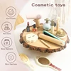 Girls Wooden Simulation Kid Makeup Set Children Montessori Education Play Cosmetic Case Gift Toys Girls Game Lipstick Beauty Bag 4