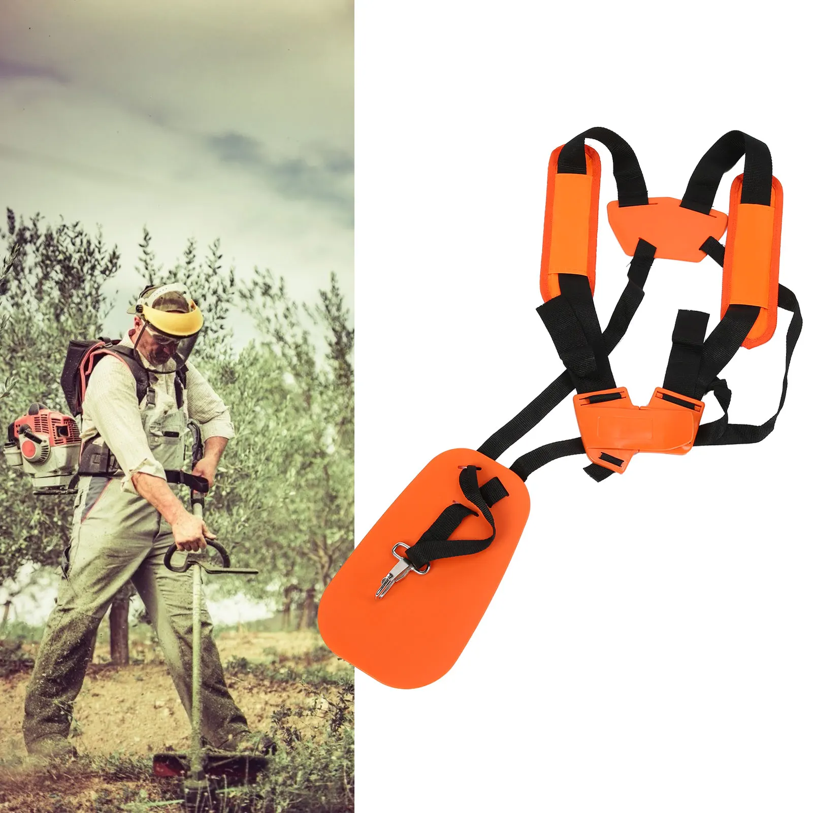 Lawn Mower Nylon Belt Trimmer Strap Trimmer Shoulder Strap Lawn Mower Harness Strap Double Shoulder Nylon Belt for Brush Cutter 3