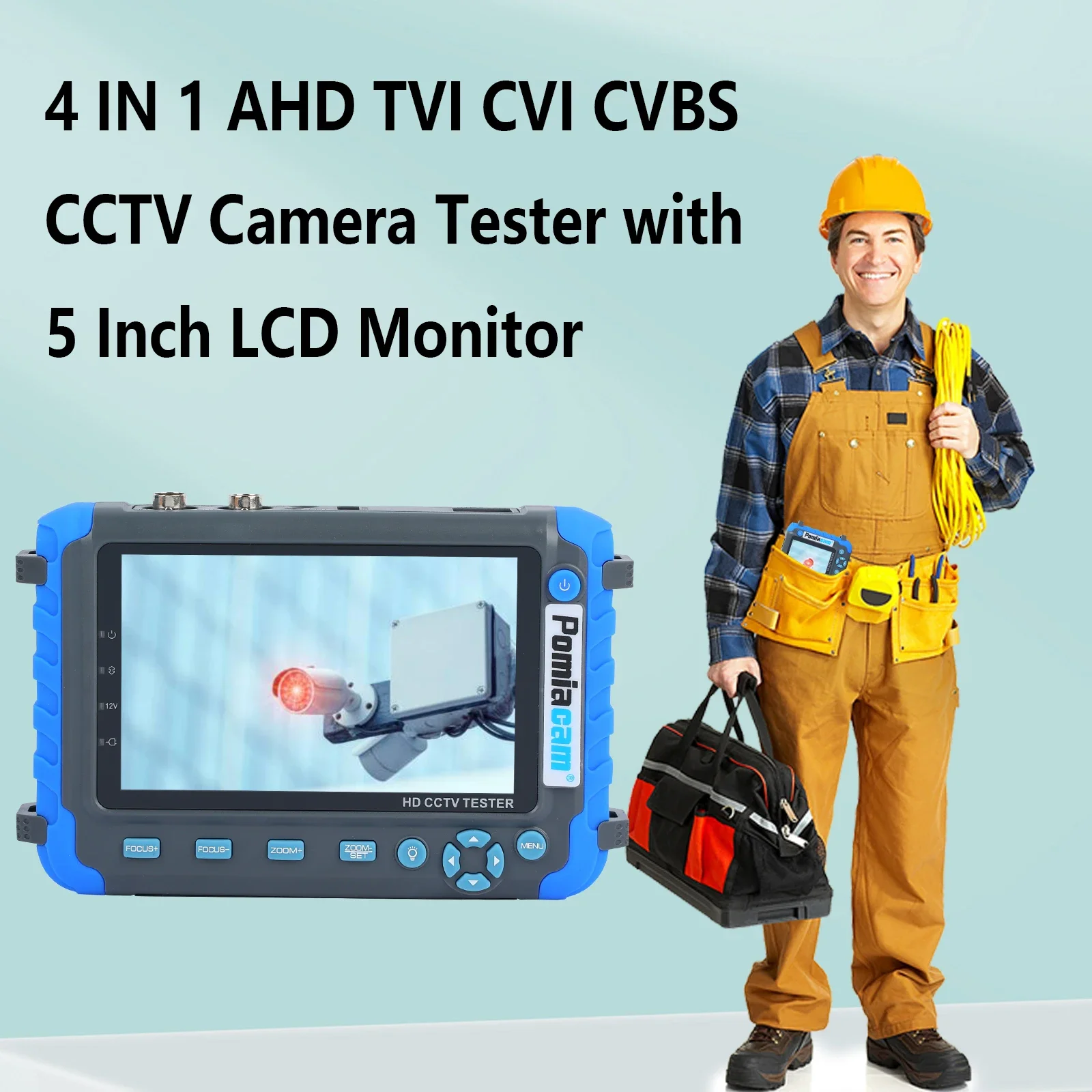 

5 Inch Professional CCTV testing tool support PTZ UTP Cable Test IV8C 8MP AHD 8MP TVI CVI CVBS CCTV Camera Tester Monitor