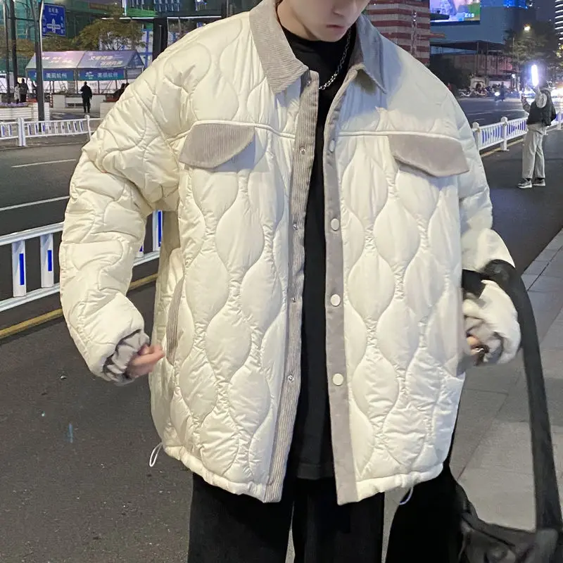 Corduroy Winter Coat Men Puffer Jacket Autumn and Winter New Korean Style Long Over-the-knee Cotton Padded Keep Warm