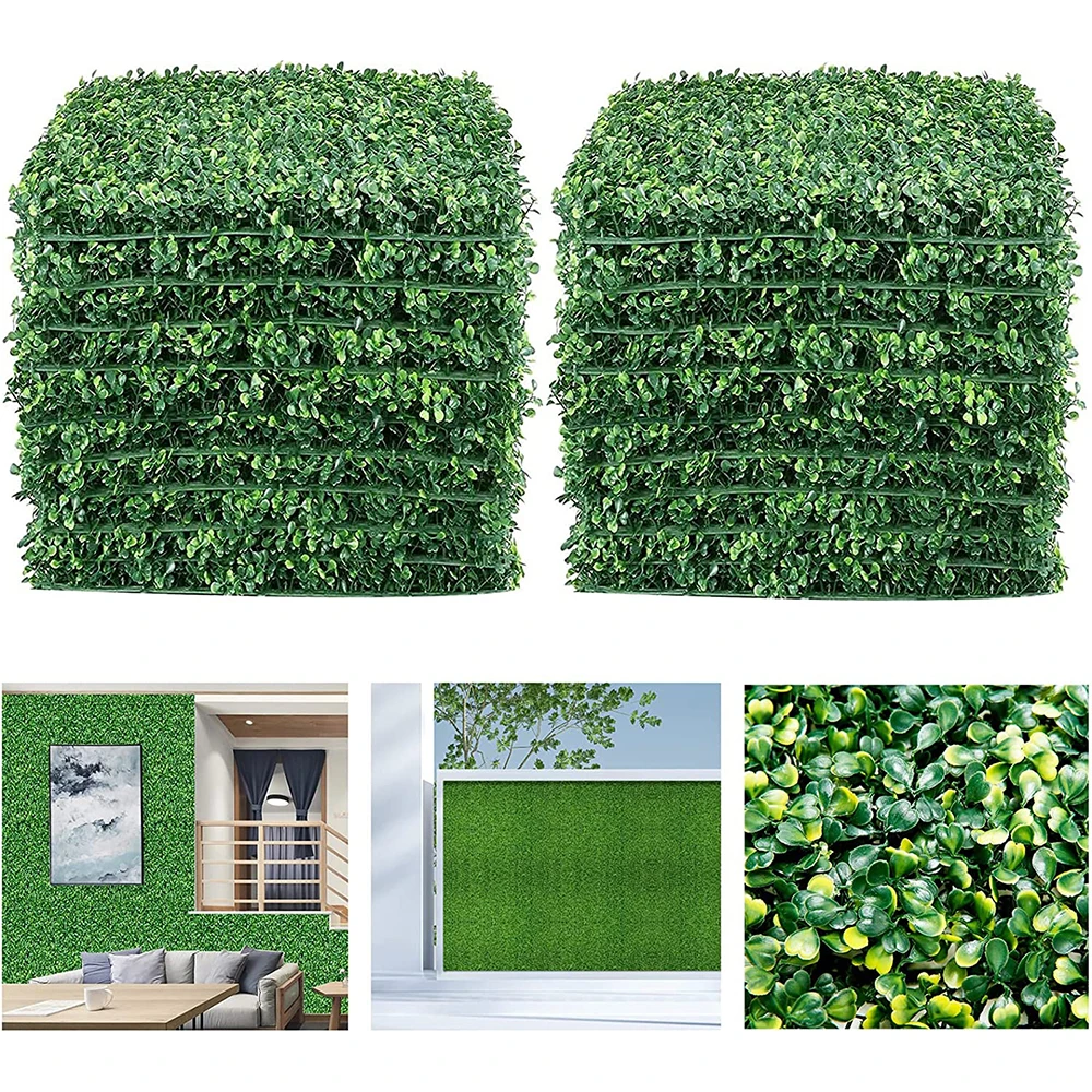 12Pcs 25x25cm Artificial Plant Wall Panel Boxwood Grass Backdrop Panels