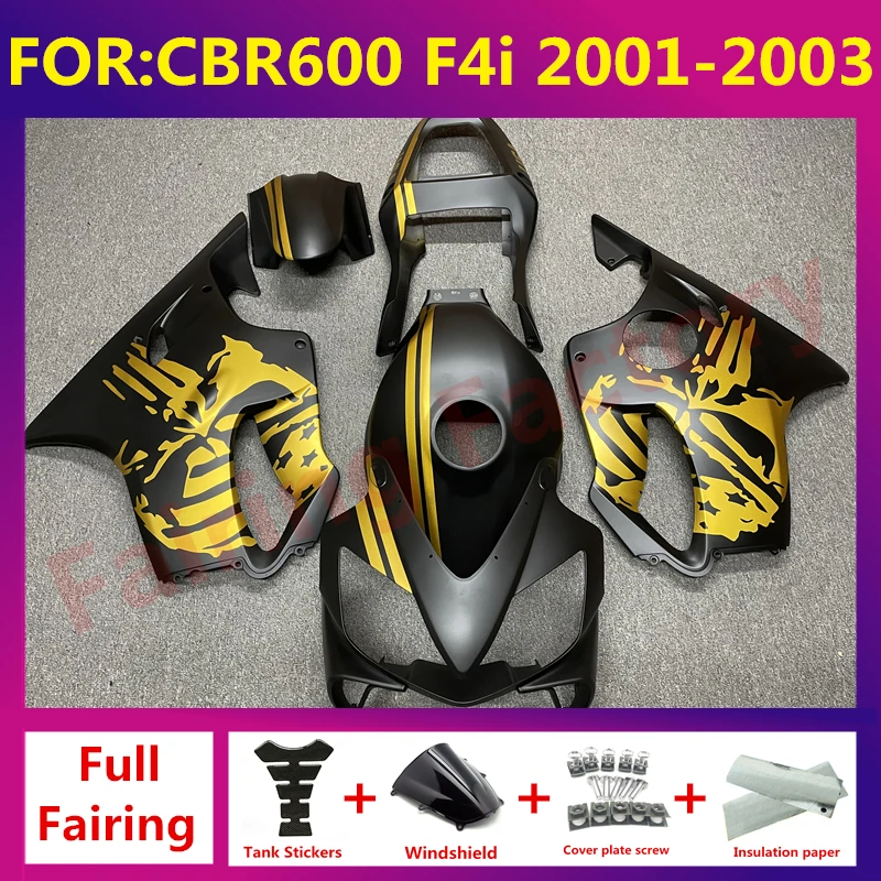 

NEW ABS Motorcycle full Fairing kit fit For CBR 600 CBR600 CBR600F F4i fs 2001 2002 2003 Bodywork fairings Kits set gold black