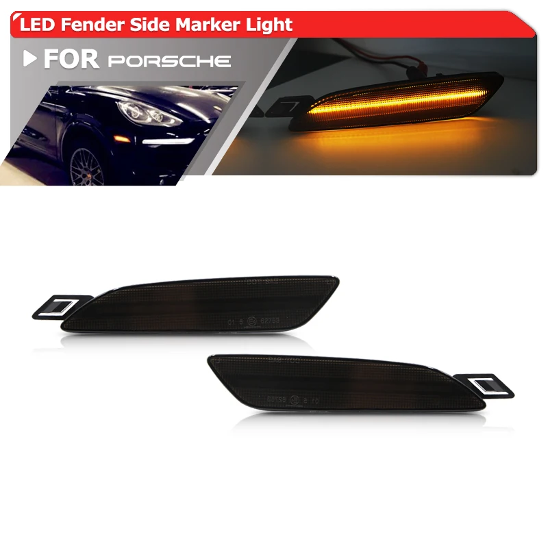 Euro Style Smoked Amber Led Fender Flare Side Marker Lights For Porsche