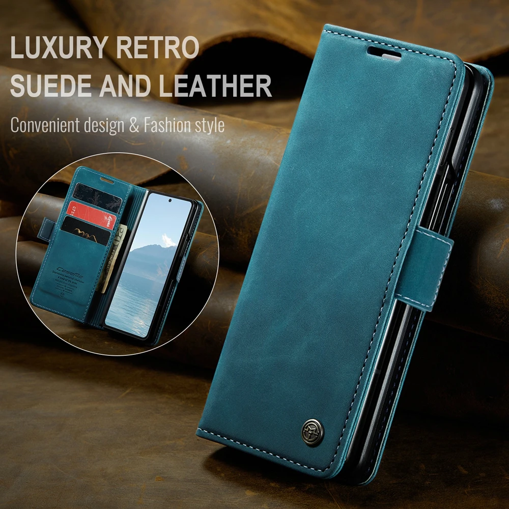 Retor Leather Anti-Drop Flip Wallet Phone Case with Card Holder