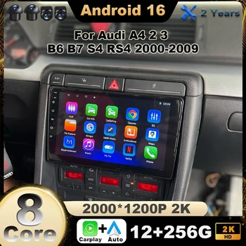 Radio Android 16 para coche Audi A4 B6 B7 S4 RS4 8E Seat Exeo 2002-2012, reproductor multimedia con pantalla táctil, navegación GPS, WiFi y Carplay. 1