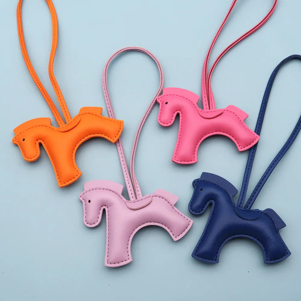 Premium Multicolored Pony Leather Keychain and Bag Charm Gift