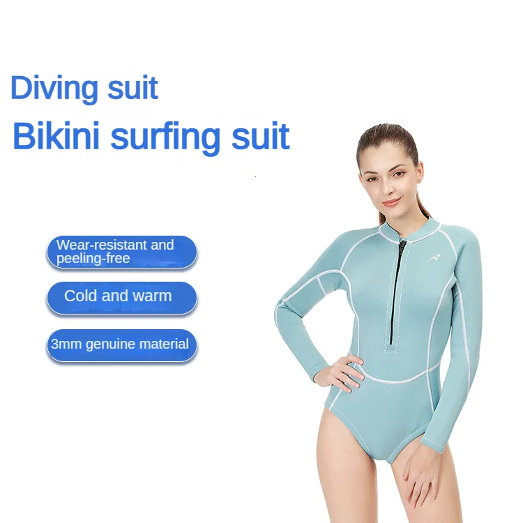

Diving Suit 2mm Neoprene One-Piece Diving Equipment Elastic Thin Material Long Sleeve Bikini Swimsuit Women Swimwear Suit Dive
