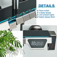 ชุดก๊อกน้ำฝักบัวห้องน้ำสีเทาจอแสดงผลดิจิตอลอัจฉริยะสไตล์เปียโนระบบฝนตกก๊อกผสมพร้อมบิเดต์/ฝักบัวมือ 4