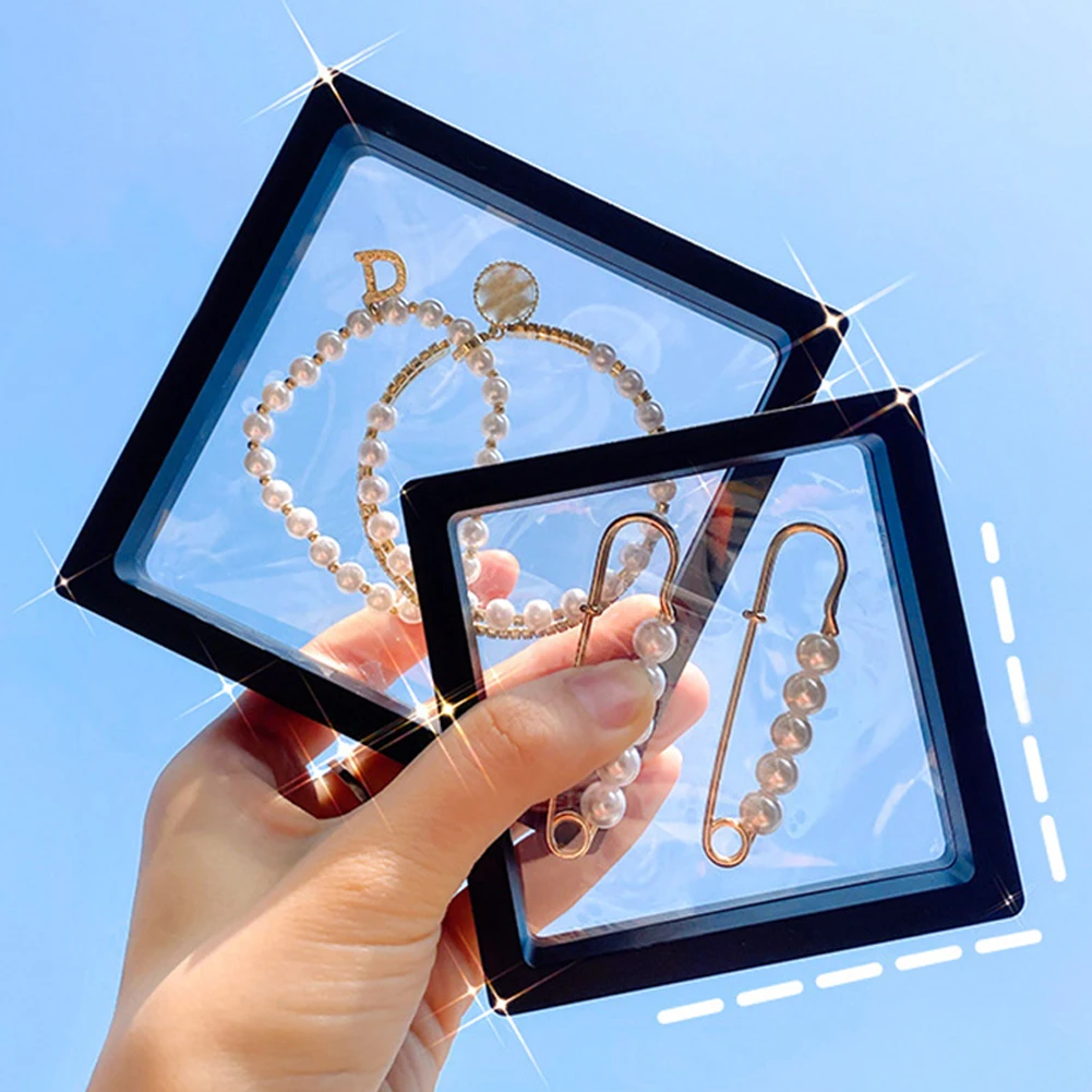 3D Floating Frame Display Holder Creative Acrylic Ring Pendant Display Holder for Antique Challenge Coins Medals Jewelry