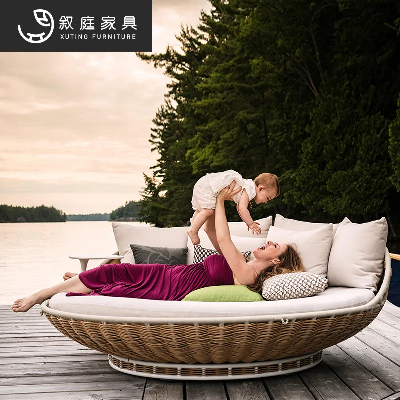 

Outdoor leisure creative hanging basket swing villa garden Maikol scenic spot rattan double hammock furniture