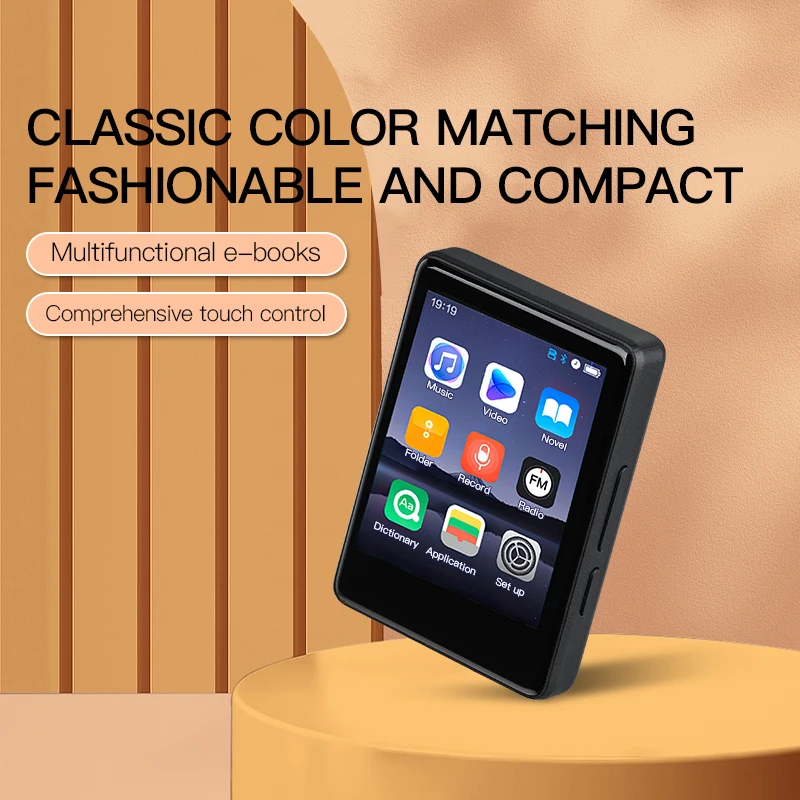 MP4 Player S18 MP4 Bluetooth Player Portable HiFi Stereo Music Walkman 2.4 Inch Touch Screen E-Book FM Radio MP3 Players Built-in Speaker