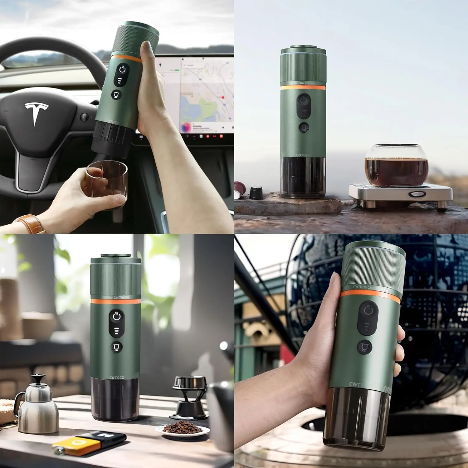 Espresso Coffee Machine: 12V Electric Travel Expresso Maker - Self Heating 8 Cups Battery Powered Compatible for Nespre 5