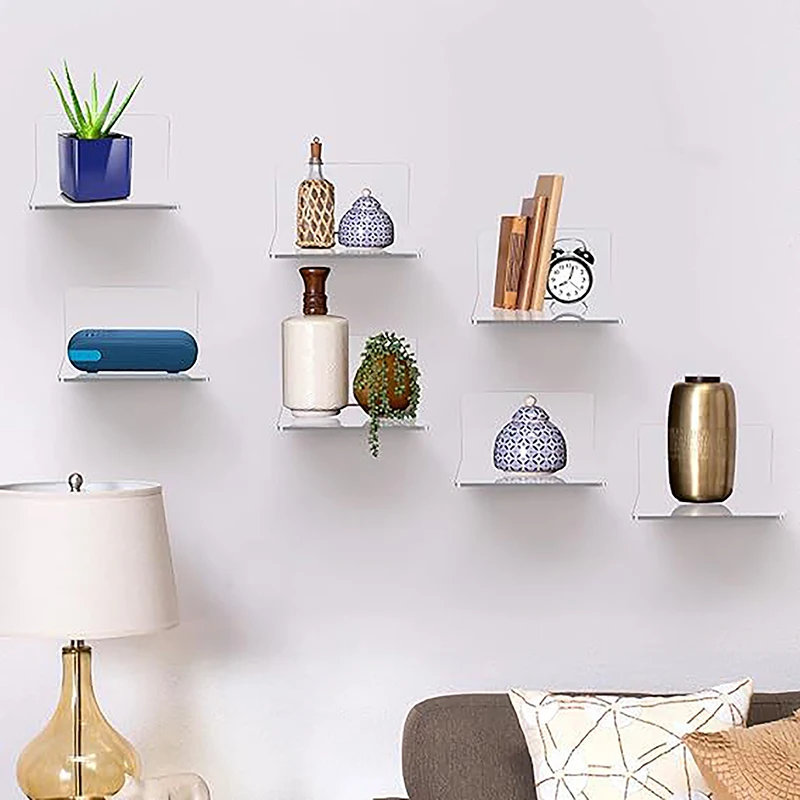 1Pc Acrylic Floating Shelves Wall Shelves Small Clear Shelf Display Ledges Hanging Shelves For Smart Speaker Action 3