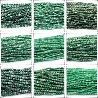 Veemake Natural Emerald Faceted Round Rondelle Edge Cube Coin Disc Beads For Jewelry Making DIY Necklace Bracelets Earrings 2