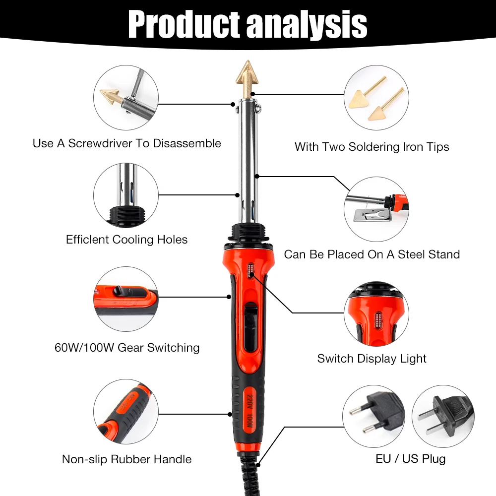 50W Or 100W Car Bumper Repair Soldering Iron, 110V/220V Home Leather Ironing Tools Belt PP PE PVC ABS Welding Rod, Welding Tools 5