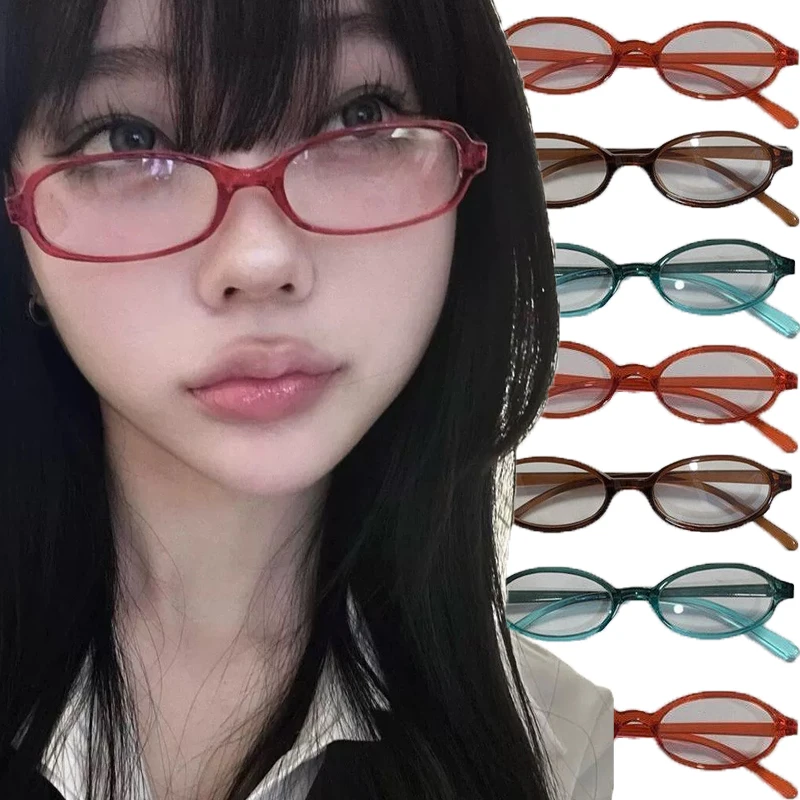 Red Green Square Frame Glasses Women Y2K Retro Anti-blue Light Eyeglasses Harajuku Reading Computer Spectacle Eyewears Goggles