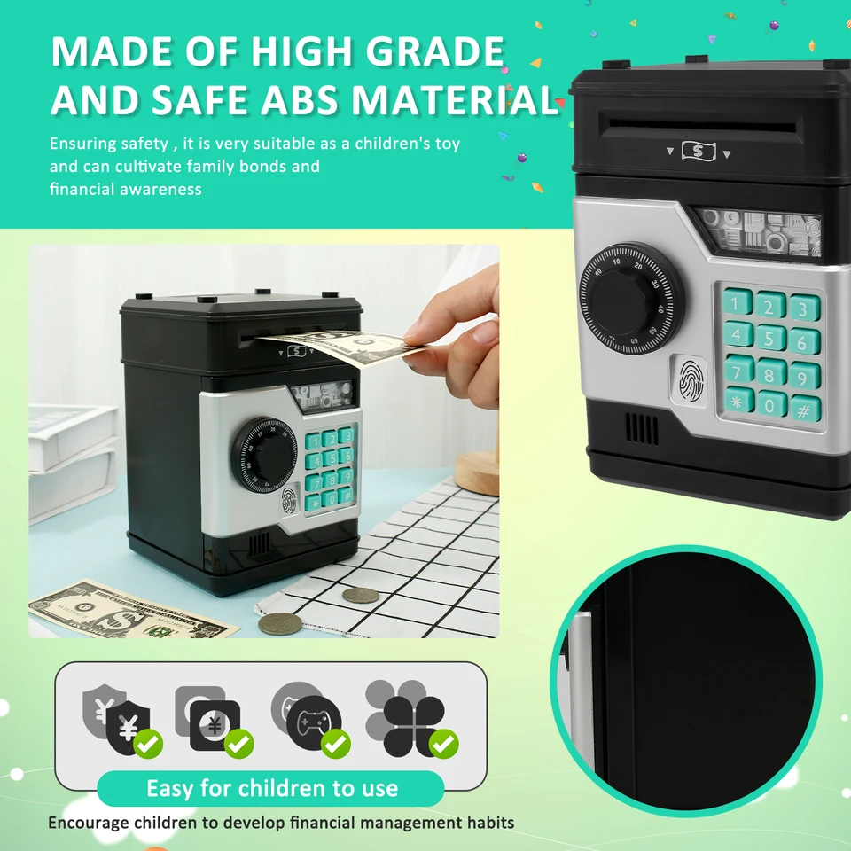 Maialino elettronico con password a forma di impronta digitale, mini salvadanaio, giocattolo per risparmiare denaro, portamonete, bancomat, regalo di Natale per bambini_voghion.com