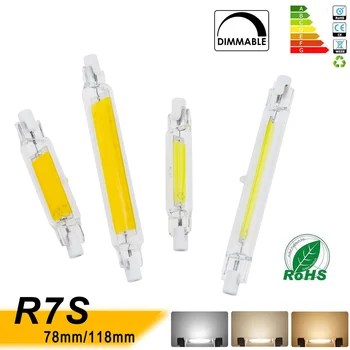 조도 조절식 R7s LED COB 전구 투광 조명, J형 유리 튜브 세라믹 베이스, AC 110V, 220V, 240V 램프, J78 J118, 7W, 15W, 28W, 78mm, 118mm