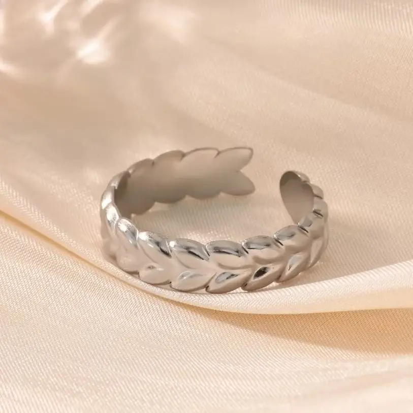 Stainless Steel Spliced Wheat Ring Women