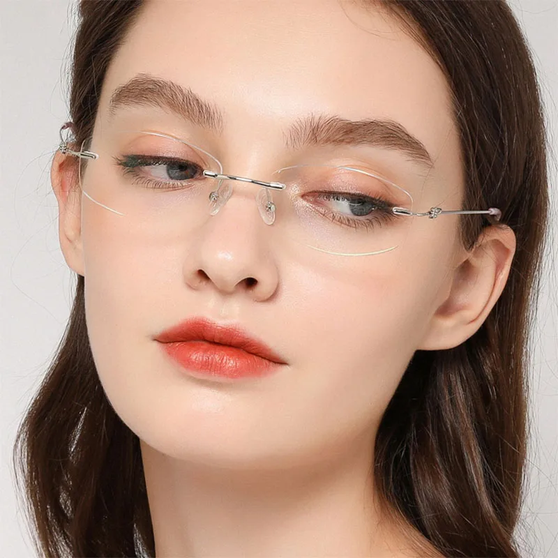 Fashion Eyewear Vintage Rimless Glasses Optical Prescription Eyeglasses Frame Women 8587