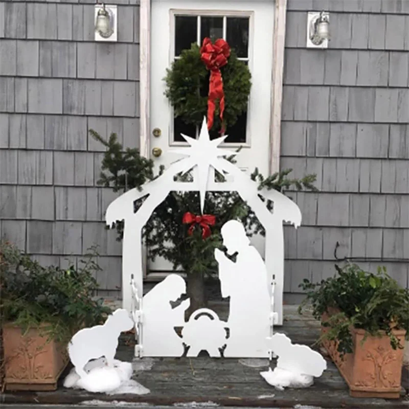 Christmas Jesus Inserting Card Plastic Board Holy Family Nativity Scene Yard Ornaments Outdoor Grass Garden Decor Supplies