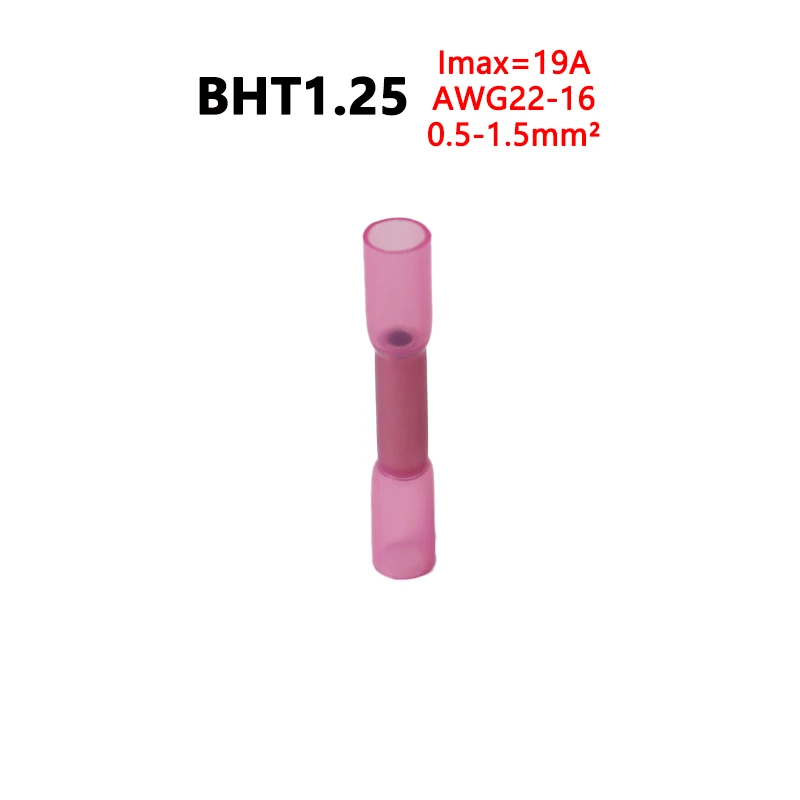 Фото Термоусадочная кабельная трубка BHT0.5 BHT1.25 BHT2 BHT5 AWG22-10, водонепроницаемая, Стыковая ОБЖИМНАЯ, медный изолированный соединитель №3