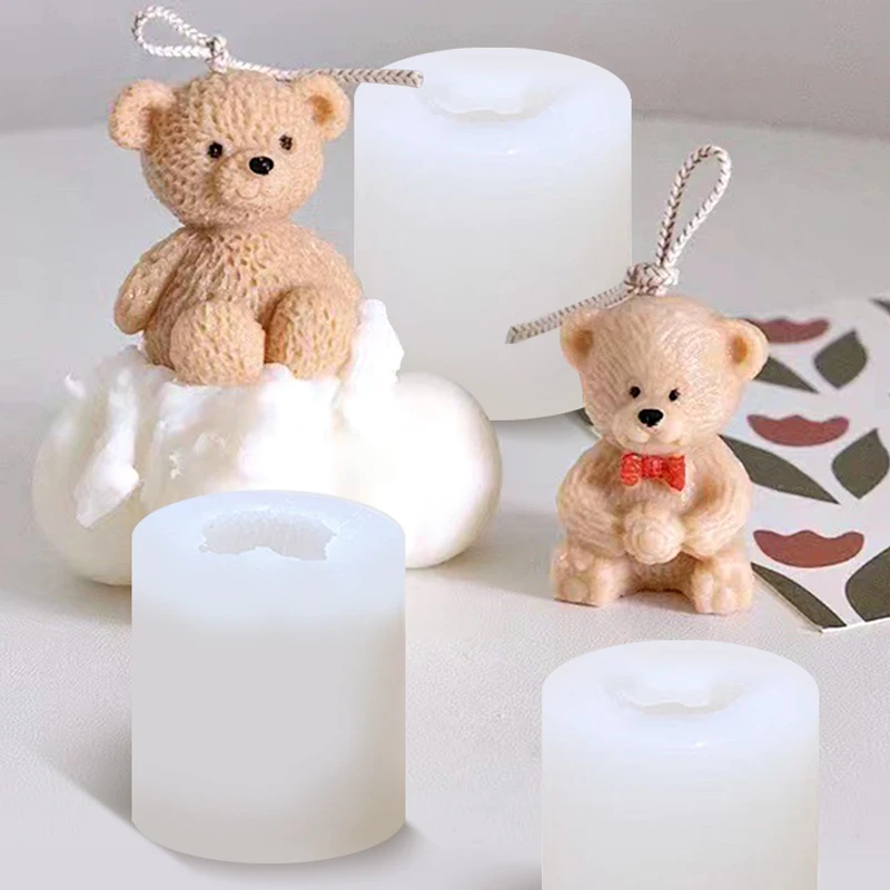 Cute Bear Candle Making Mould 3D Scented Candle Molds DIY Decoration Silicone Mold Handcraft Crystal Epoxy Soap Moulds