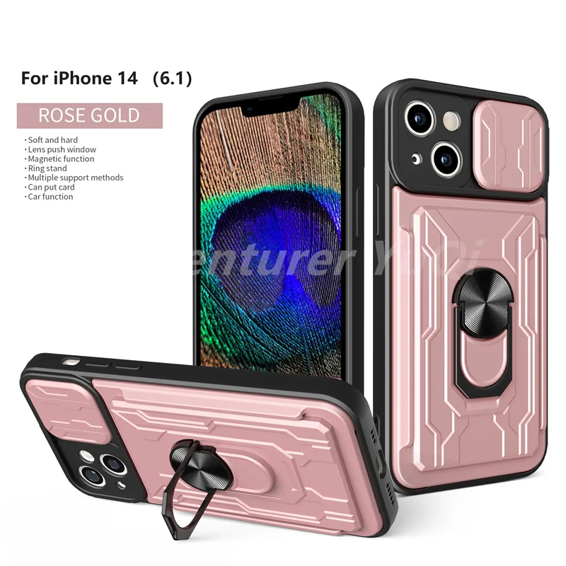 Shockproof Bumper Armor Case for iPhone 14 13 12 11 Pro Max Military-Grade Drop Protection Ring Kickstand Card pocket X XS XR cute iphone xr cases