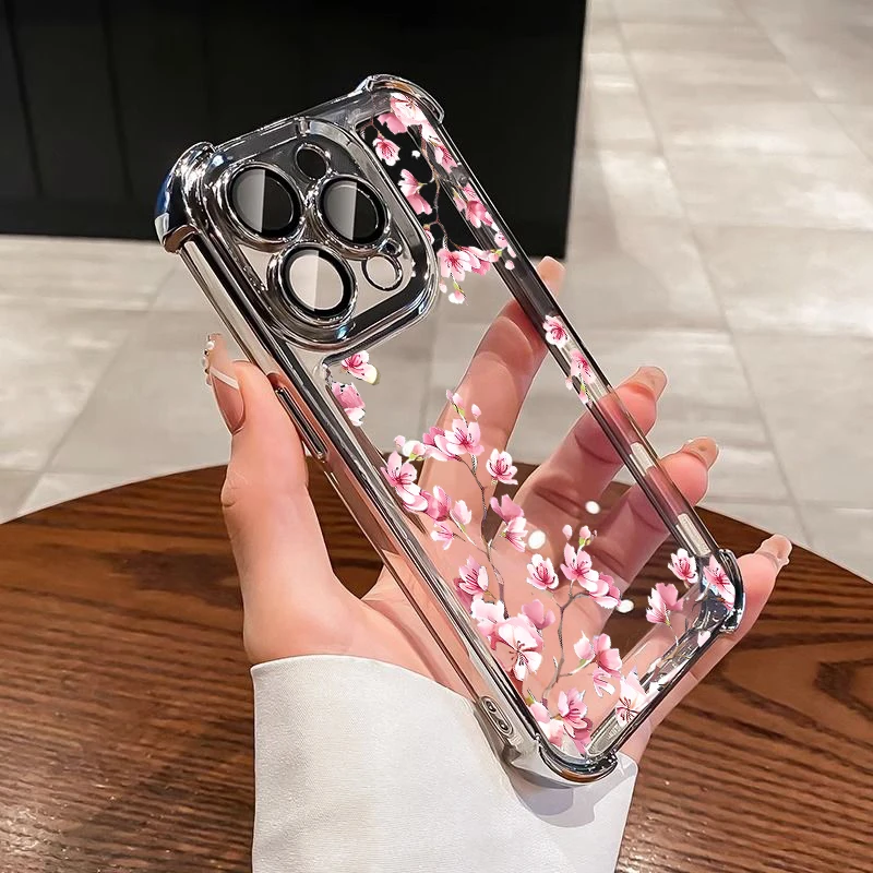 Luxury Night White Rose Cherry Blossom Phone Case - Artistic Painting Cover