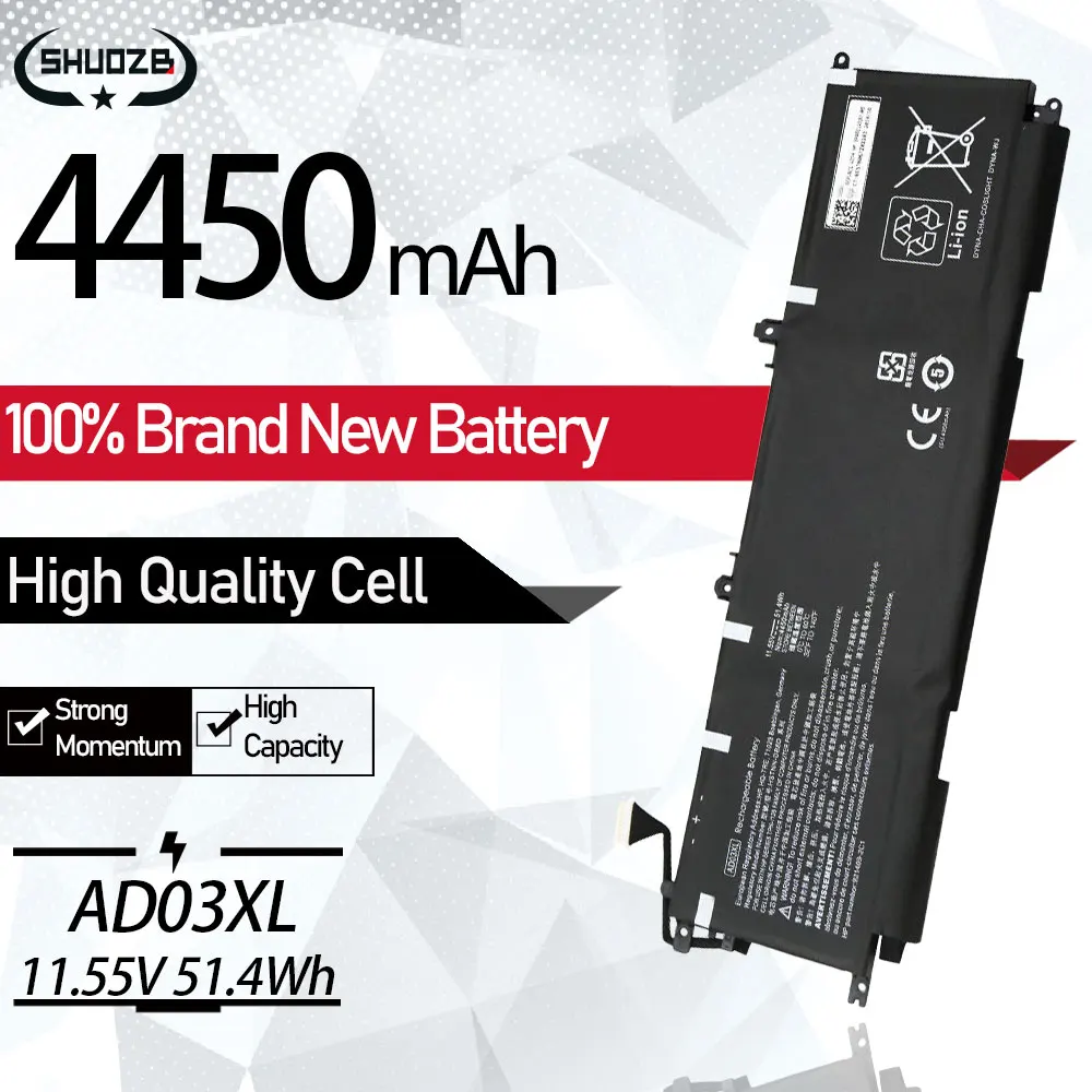 

AD03XL HSTNN-DB8D TPN-128 Laptop Battery For HP Envy 13-AD000 13-AD101TX 13-AD141NG AD-105TX 921439-855 921409-271 11.55V 51.4WH