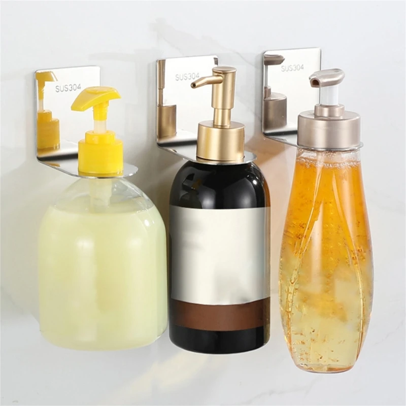 Shower Gel Bottle Rack Hook Wall No Drill Paste Glue Bracket Shampoo Soap Liquid Bottle Holder Stand Hook Hanging Hanger 3
