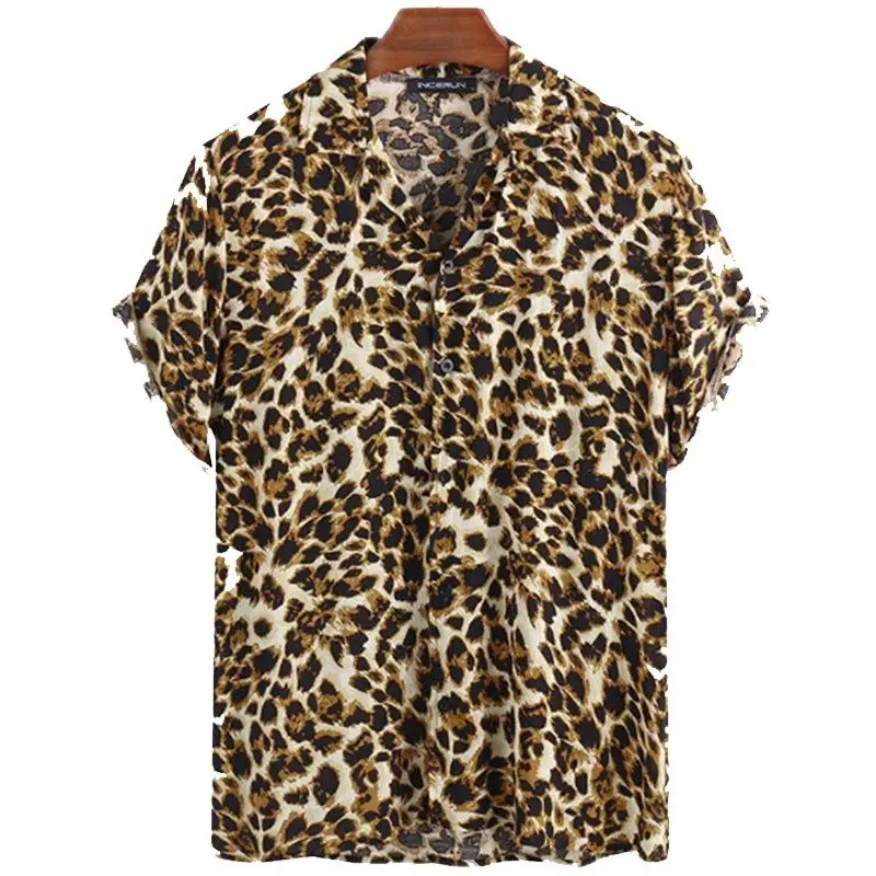 2024 Fashion Trend 3d Leopard Print Shirts Men Hawaiian Loose Breathable Clothes Hip Hop Streetwear 5