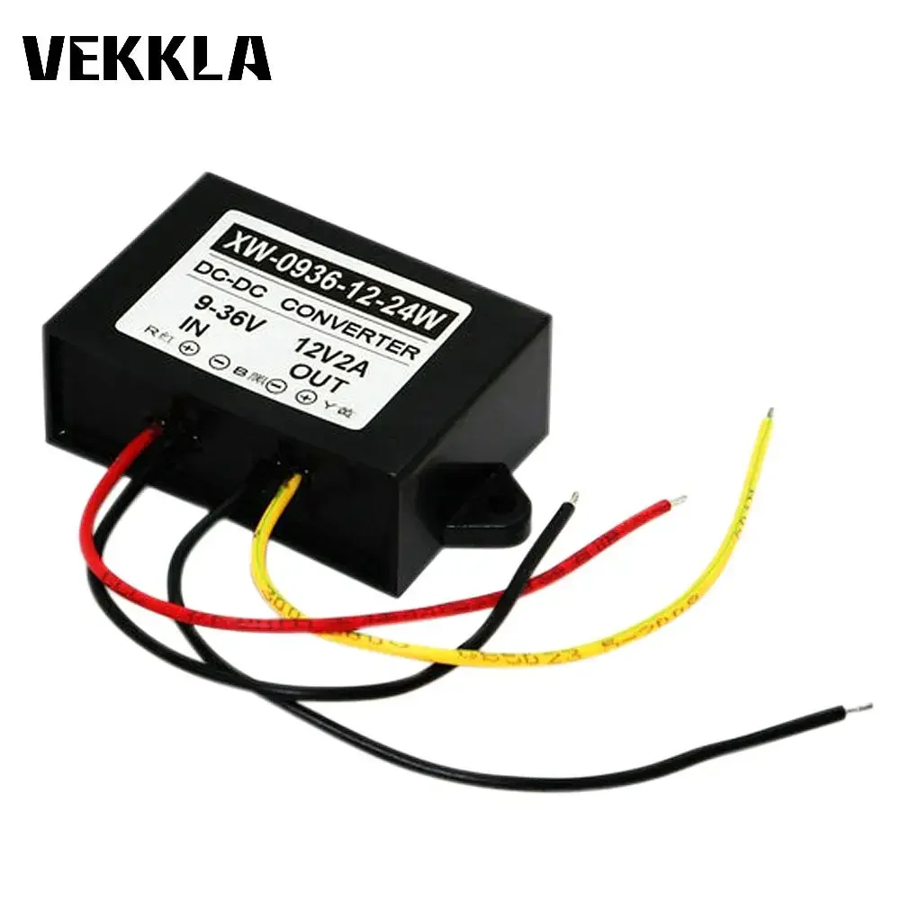 Vekkla Dc Step Up/Down Adapter Dc 9V/36V A 12V 2A 24W Modulo Regolatore Convertitore Di Alimentazione Per Dvd, Luci A Led, Motori