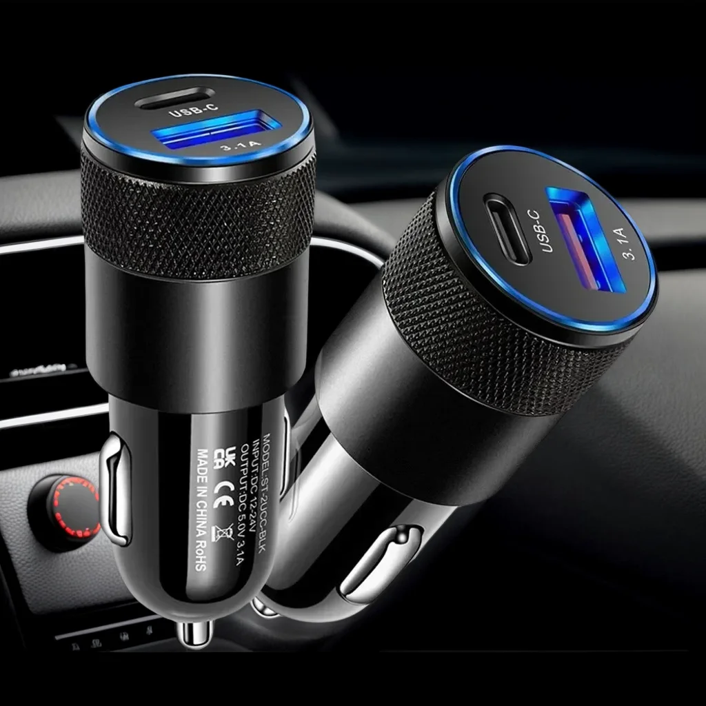 Caricabatteria da auto USB tipo C Ricarica rapida PD da 68 W - Compatibile con iPhone e Samsung