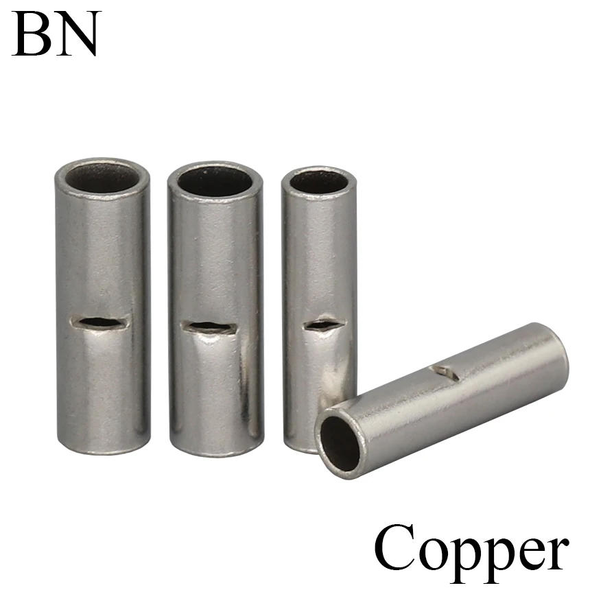 BN Copper Electrical Wire Cable Connection Crimp Sleeve Tubular Ferrule Lug Connector Non-Insulated Tube Butt Splices Terminal wire connectors
