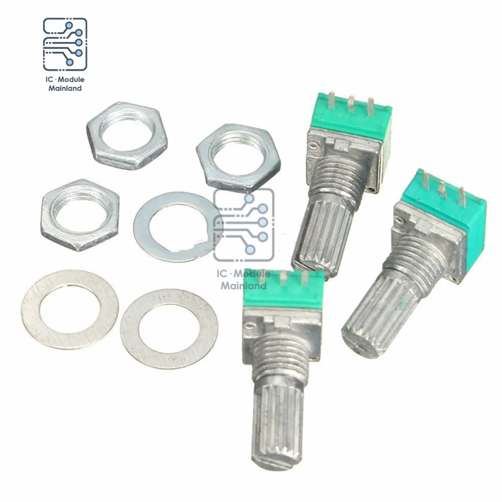 6mm 3 pin Potentiometer B Type 5K 10K B20K B50K B100K B500K ohm Turn Knurled Shaft Single Linear Rotary Potentiometer 5PCS multiturn potentiometer,linear potentiometer,rotary potentiometer,potentiometer kit,trimmer potentiometer,adjustable resistor,potentiometer knobs,electronic components