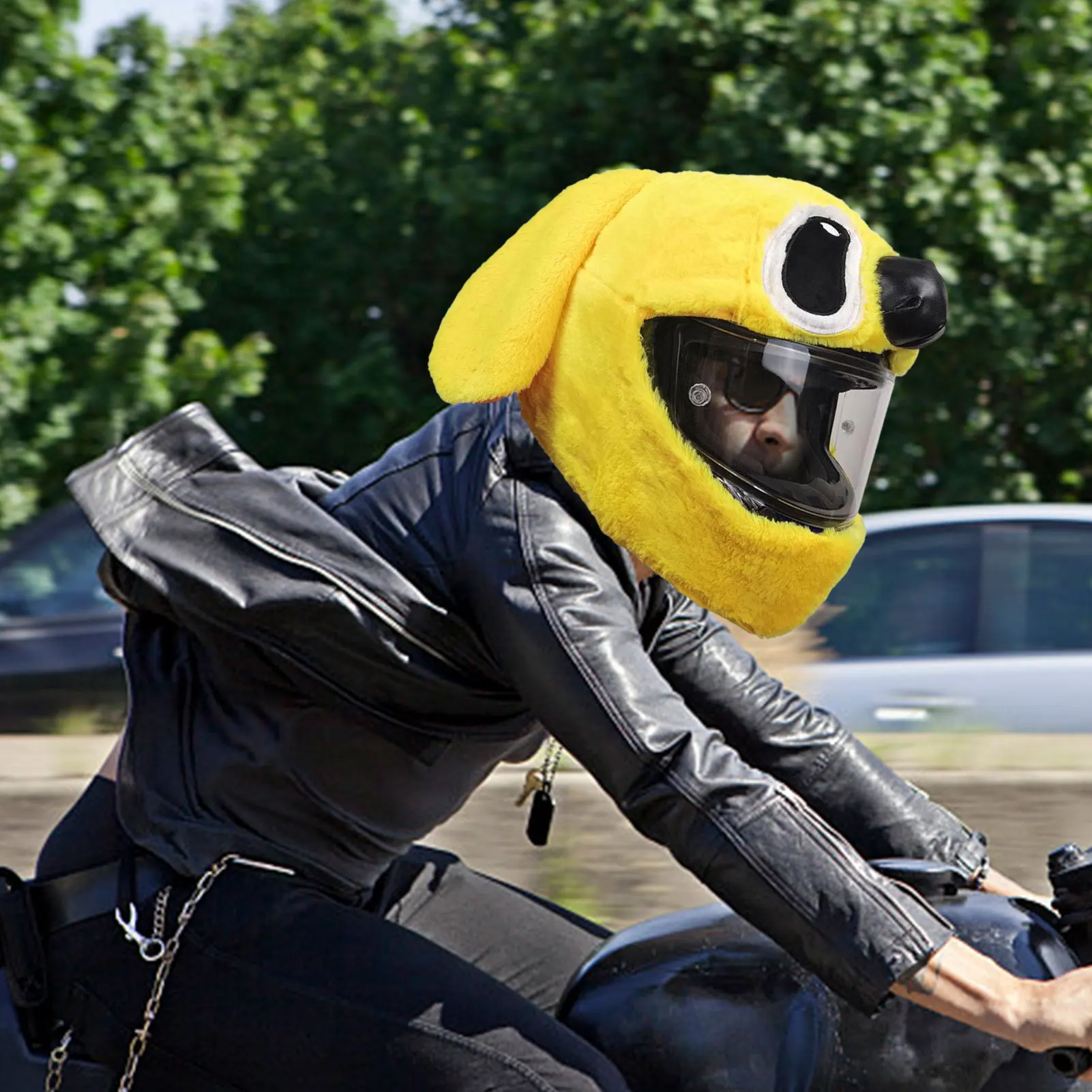 Housses de casque de moto en peluche de dessin animé drôle, housse