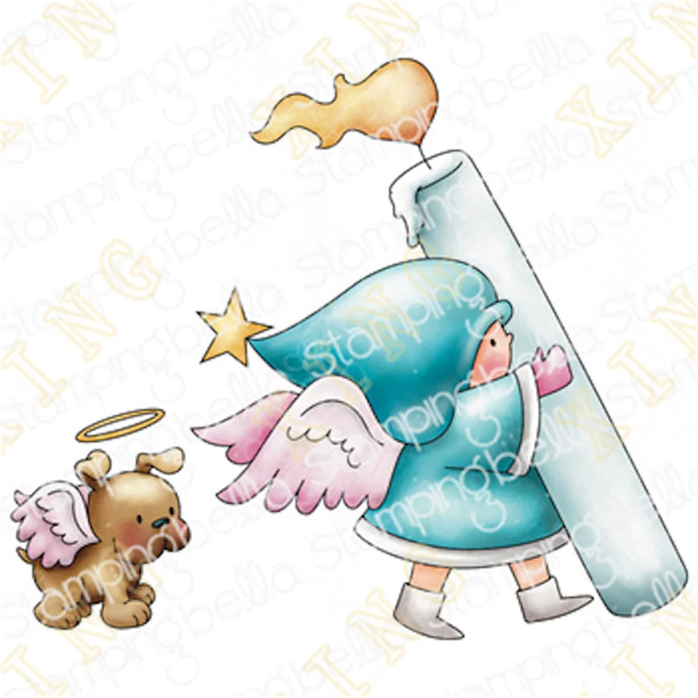 

Newest Bundle Girl & Puppy Candle Bearers Metal Cutting Dies Clear Stamps Scrapbook Diary Decoration Embossing Stencil Template