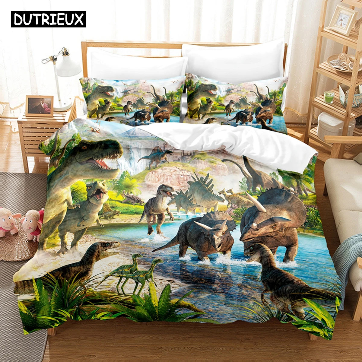 

3D The Dinosaur Bedding Sets Duvet Cover Set With Pillowcase Twin Full Queen King Bedclothes Bed Linen