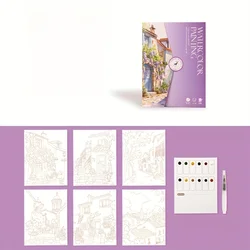 Creative Watercolor Painting Tools Set - Adult Coloring Book with Nature - Inspired Designs (PURPLE)